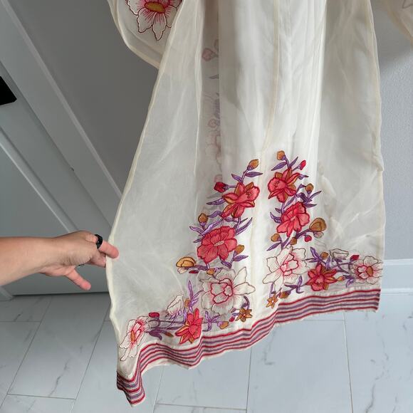 Karen Millen Petite Floral Embroidery Organdie Woven Midi Dress size 2 - Picture 8 of 9